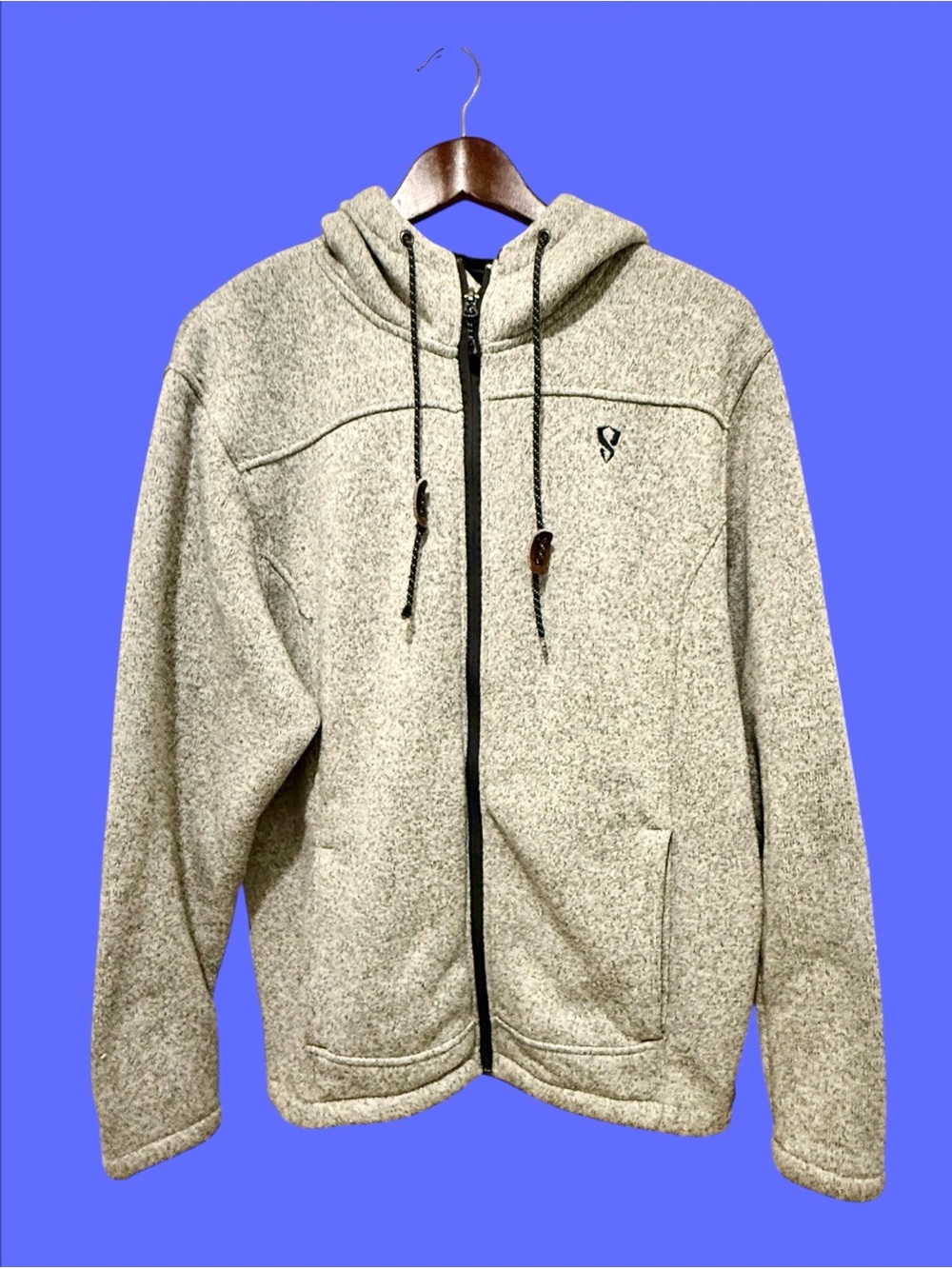Jacket Stoic Men's Light Gray Hooded Zip Sweater Size M